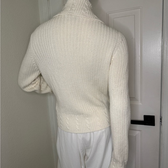 Tommy Hilfiger 90's White Blue and Red Classic Cable Knit Cardigan Size Large - Picture 8 of 14